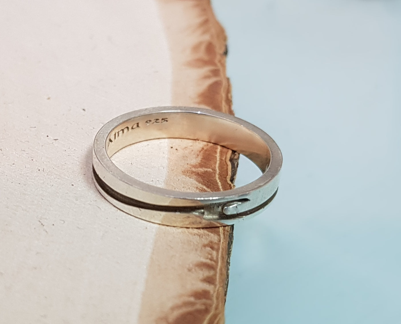 Men Simple Ring, Sterling Silver Wave Ring, Name ring, silver ring